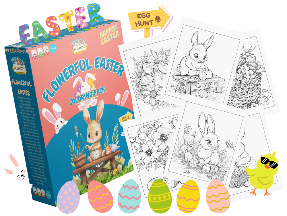 Flowerful Easter - (PLR) Coloring Pack