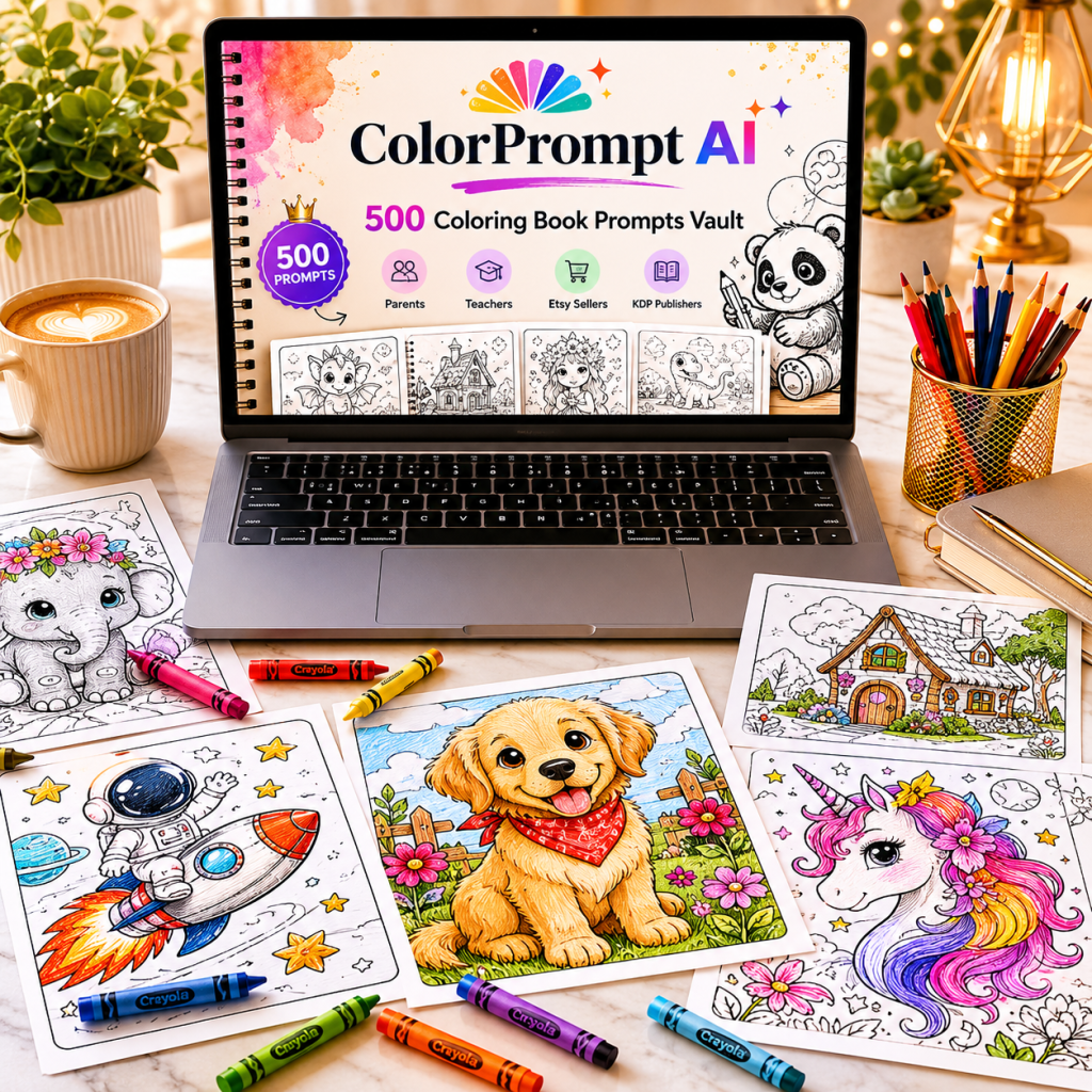 Color Prompt AI | 500 AI Coloring Book Prompts (PLR) product thumbnail