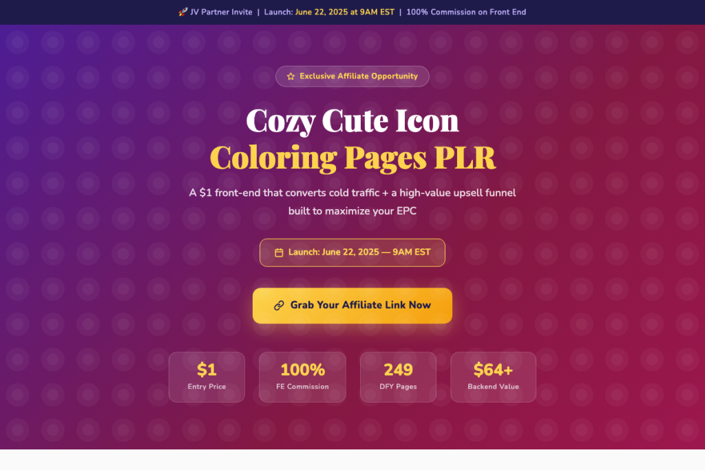 One Dollar for 249 Cozy Cute Icon Coloring Pages DFY (PLR) product thumbnail