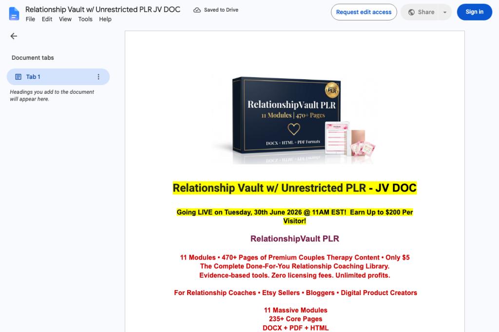 [U-PLR] Relationship Vault PLR product thumbnail