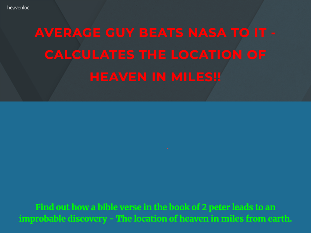 Distance to Heaven in Miles product thumbnail