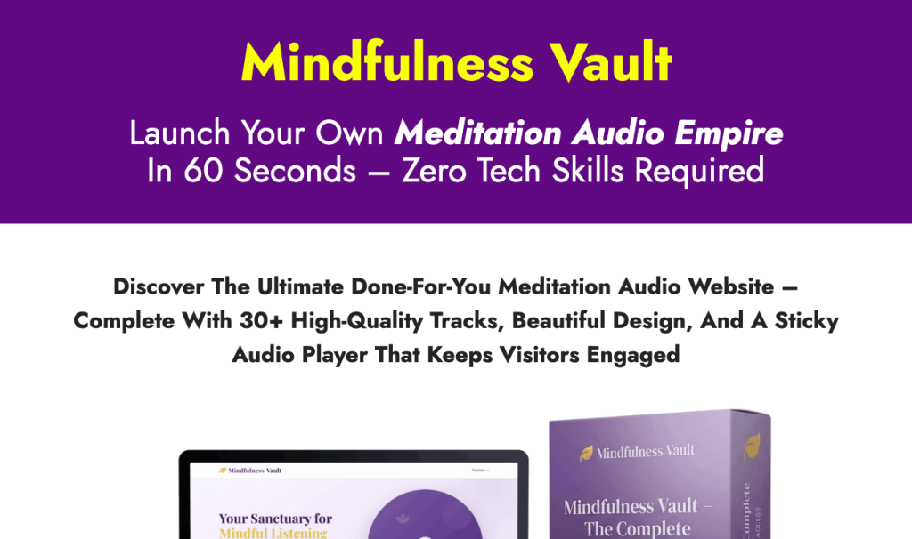 PLR - Mindfulness Vault Audio Website product thumbnail