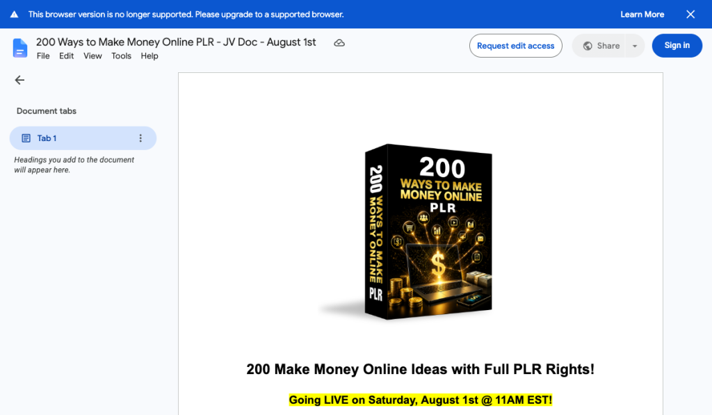 200 Ways to Make Money Online PLR product thumbnail