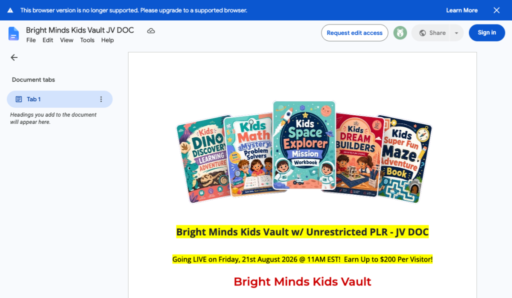 Bright Minds Kids Vault w/ Unrestricted PLR product thumbnail