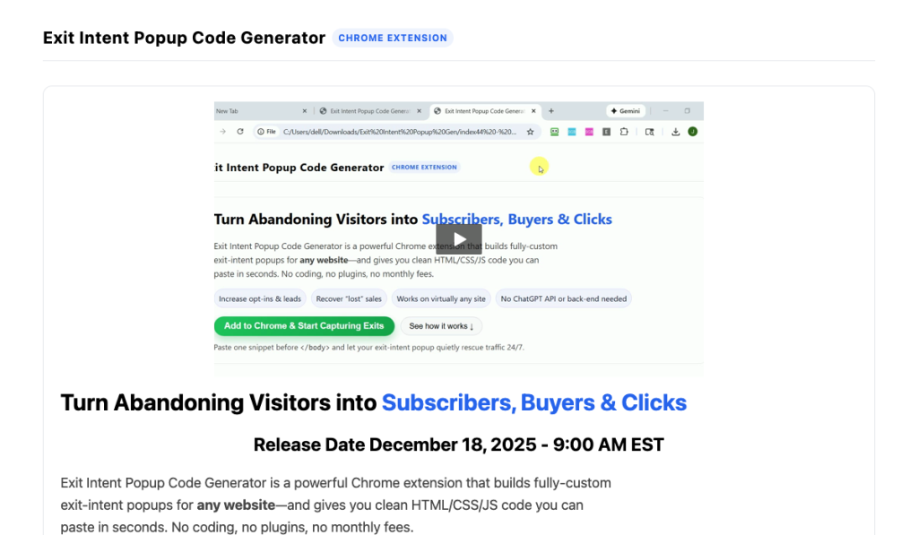 Exit Intent Popup Code Generator product thumbnail