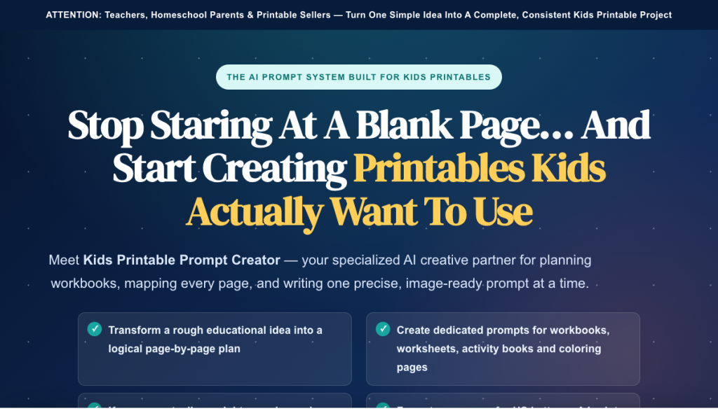 Kids printable prompt creator product thumbnail