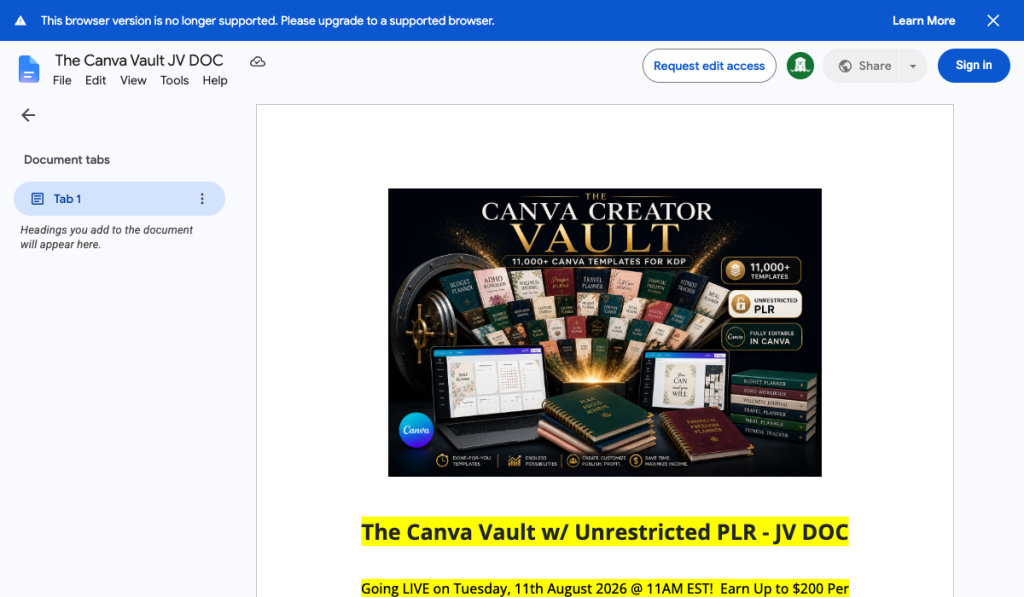 The Canva Vault w/ Unrestricted PLR product thumbnail